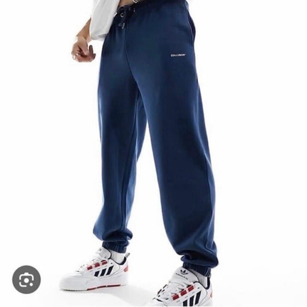 ASOS Collusion Navy Blue Fleece Jogger Sweatpants Men’s Size Large